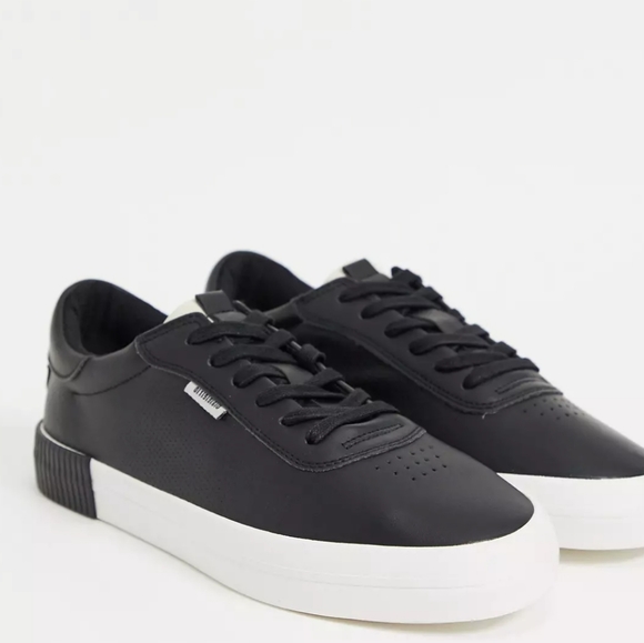 👣BERSHKA😄 Men's Faux Leather Platform Sneakers😃size 8 - Picture 12 of 13